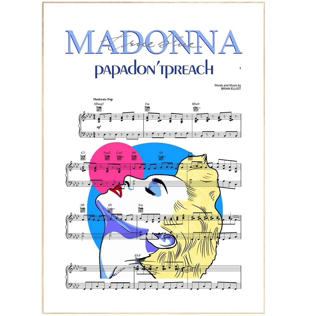 Madonna - Papa Don't Preach Poster - 98typesMusic
