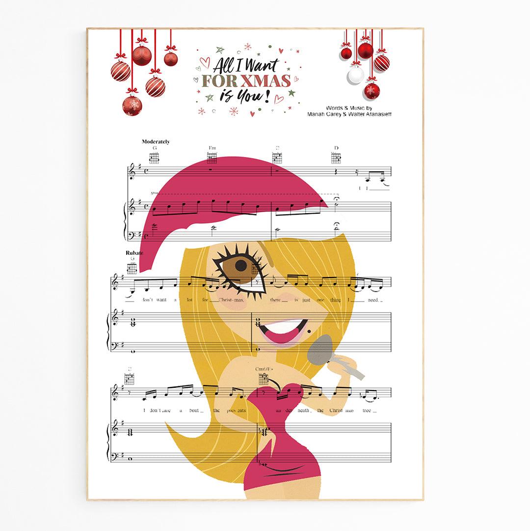 Mariah Carey • All I Want for Christmas Is You Song Lyric Print - 98typesMusic