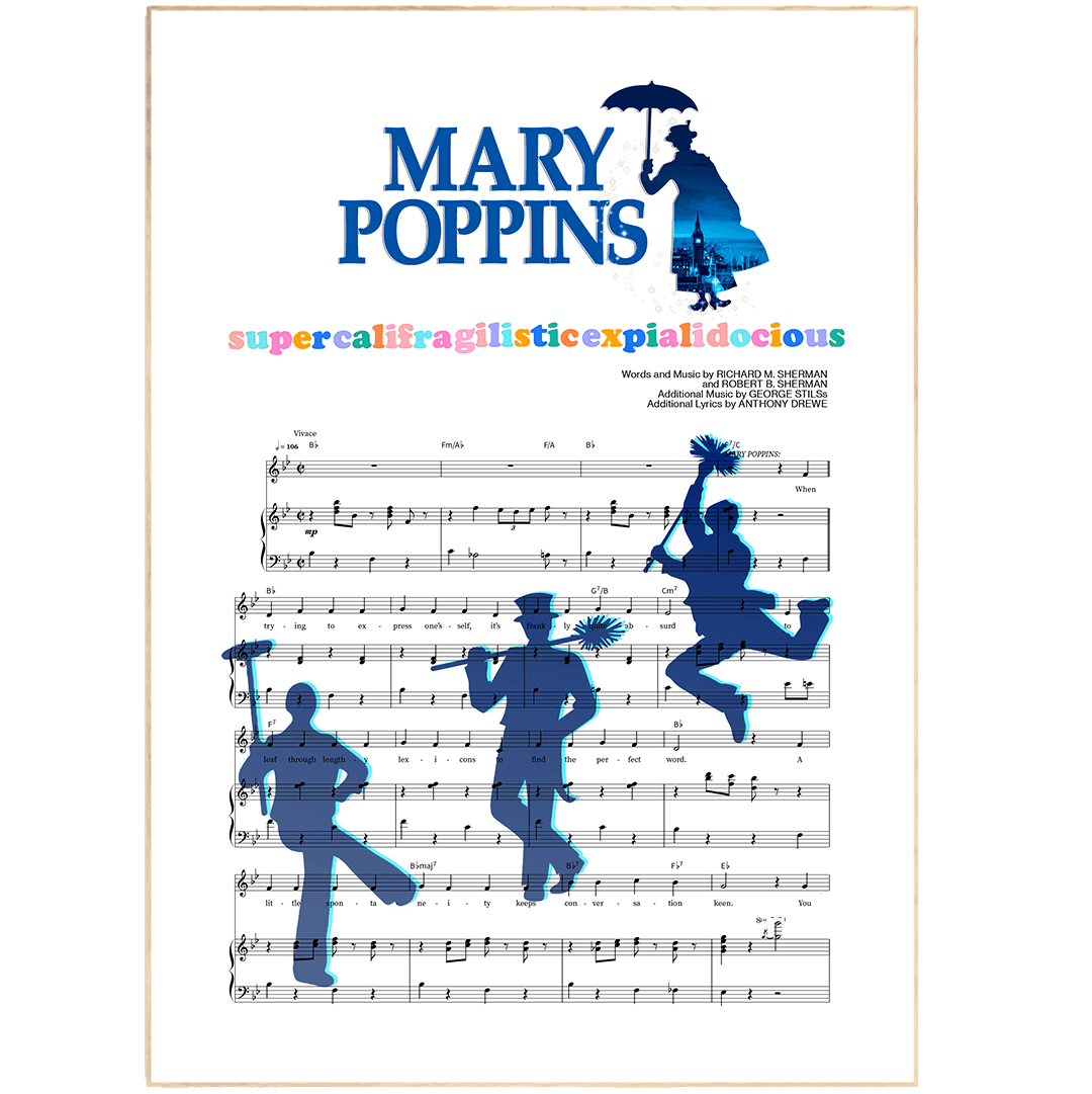 Mary poppoings - Supercalifragilisticexpialidocious Poster - 98typesMusic