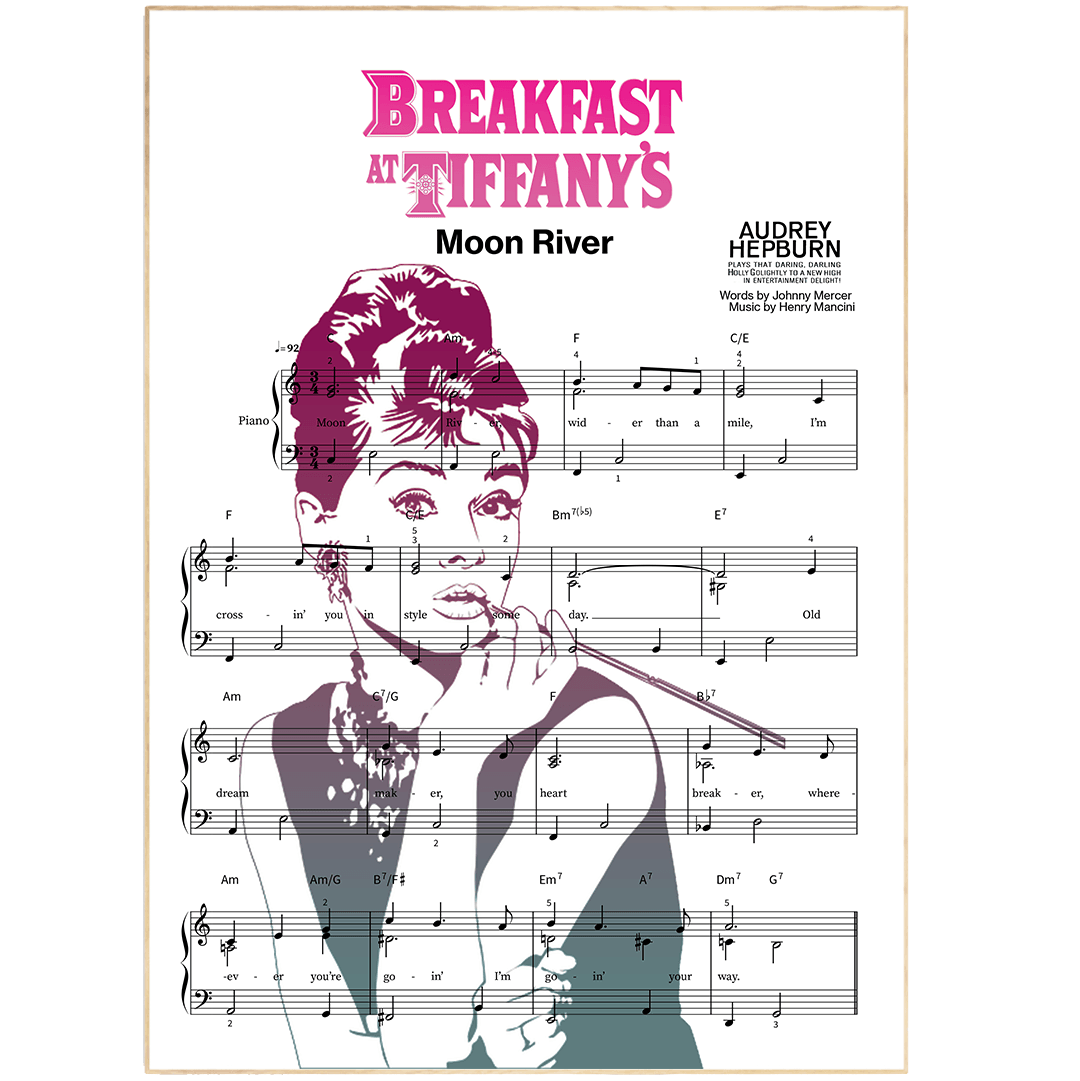 Moon River - Breakfast at Tiffanys Sheet Music Print - 98typesMusic