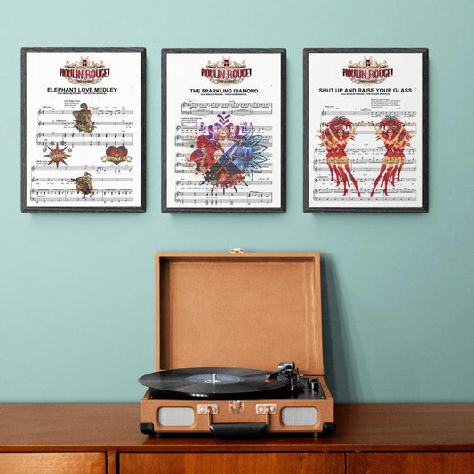 Moulin Rouge Raise Your Glass lyric print UK — West End Broadway musical wall art 260gsm archival matte Camden Market