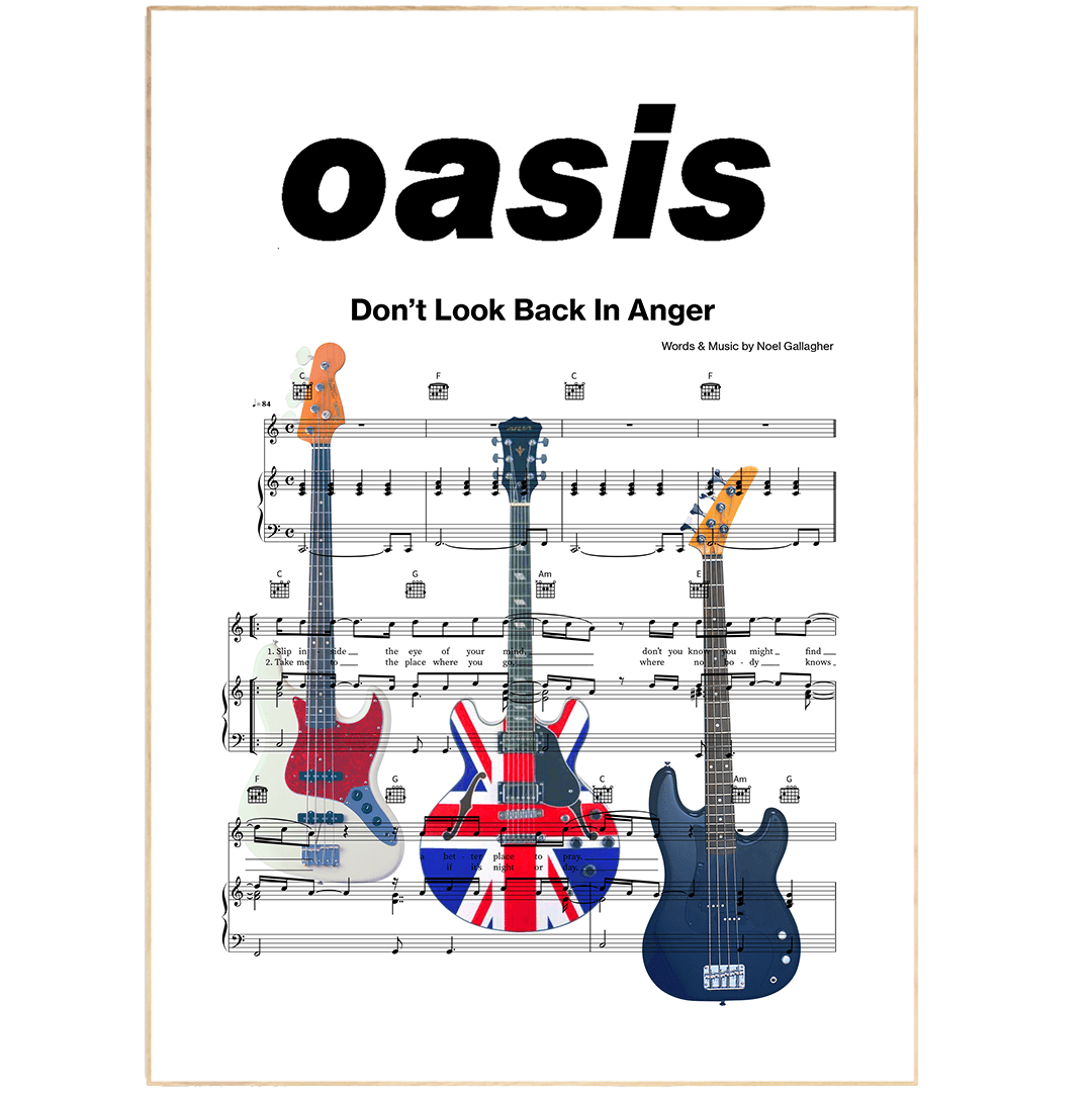 Oasis • Don’t Look Back In Anger Song Lyric Print - 98types