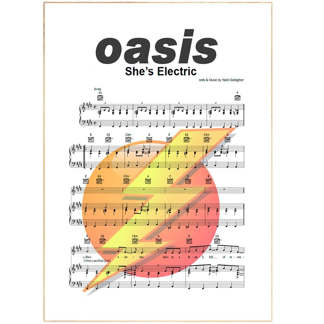 Oasis • She's Electric Song Lyric Print - 98types
