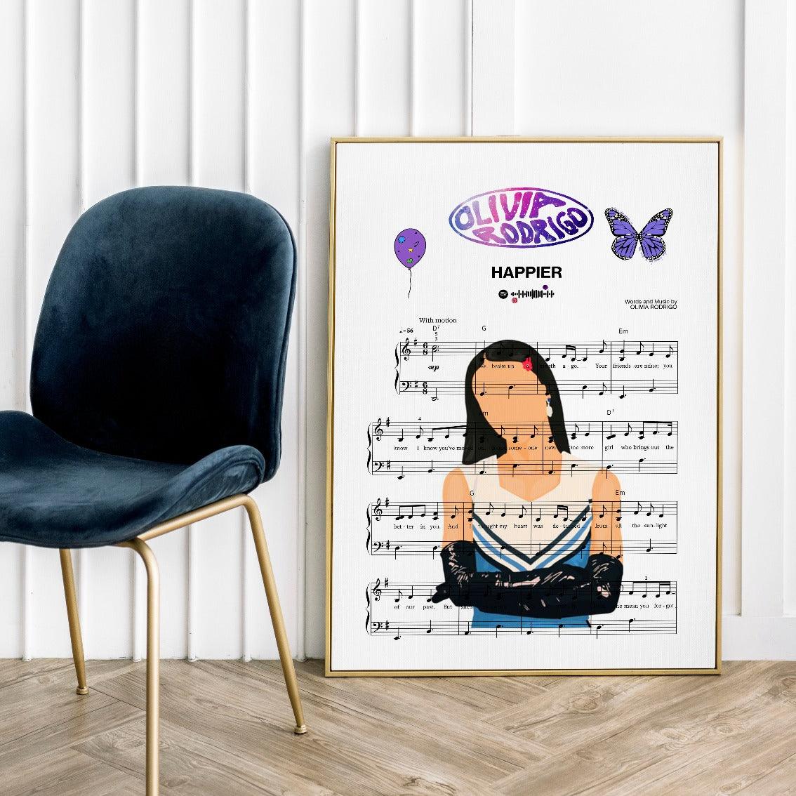 Olivia Rodrigo - Happier Song Poster - 98typesMusic