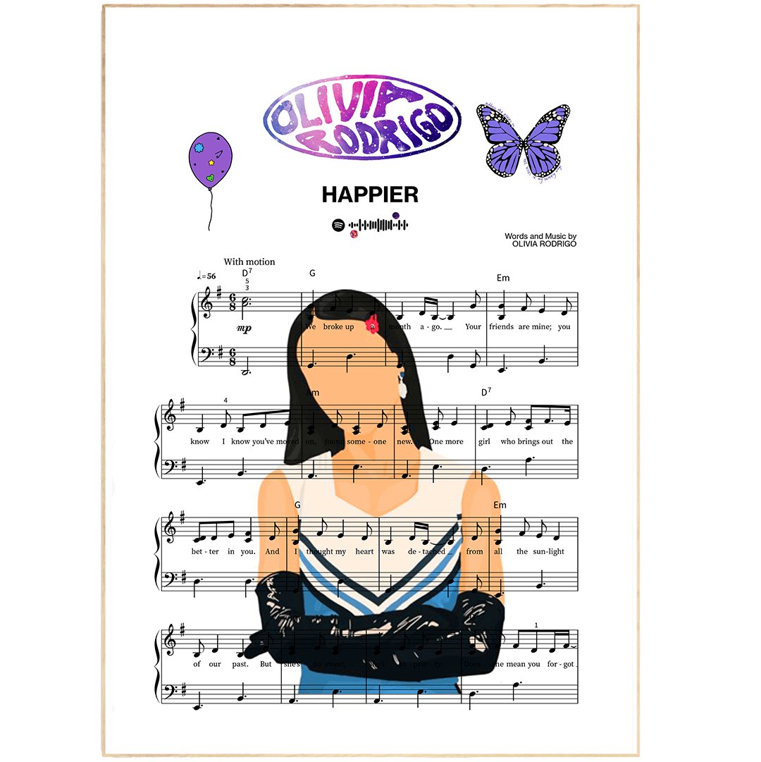 Olivia Rodrigo - Happier Song Poster - 98typesMusic