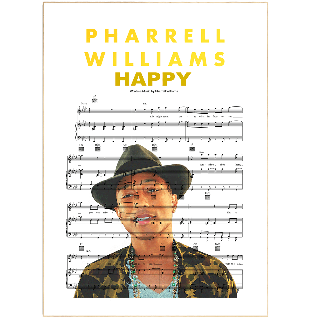 Pharrell Williams Happy Poster - 98typesMusic