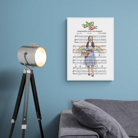 Somewhere Over the Rainbow Wizard of Oz 1939 Judy Garland lyric print UK — classic film song wall art 260gsm Camden