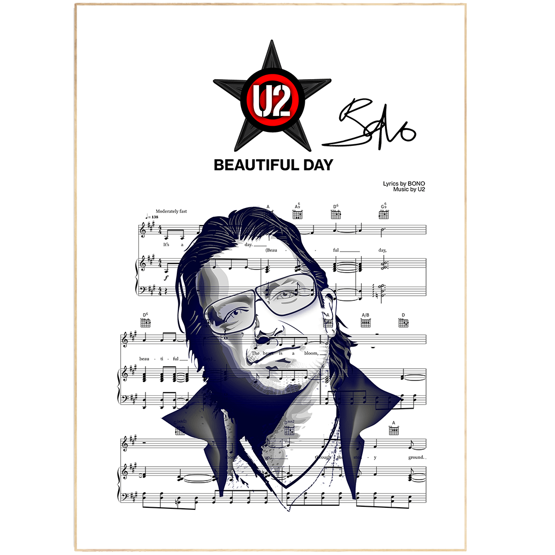 U2 • Beautiful Day Song Lyric Print - 98types