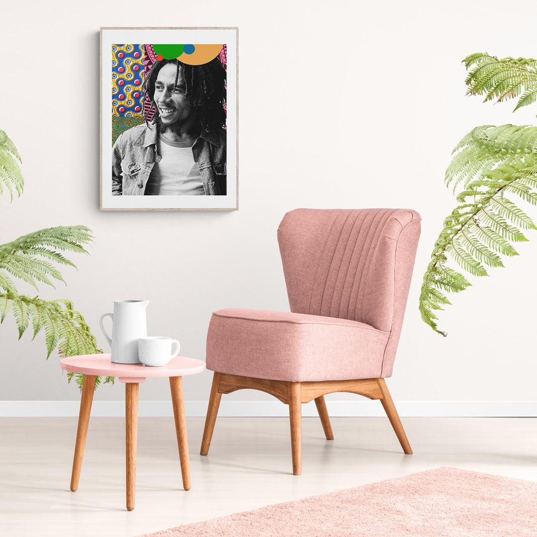 Bob Marley pop art print — reggae legend bold pop art portrait wall decoration UK