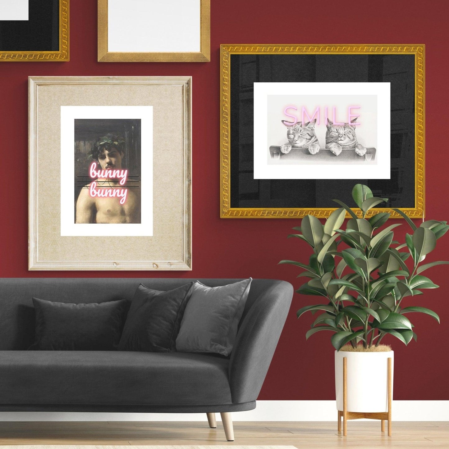 Bunny Bunny neon print — cute rabbit neon pop art wall decoration UK