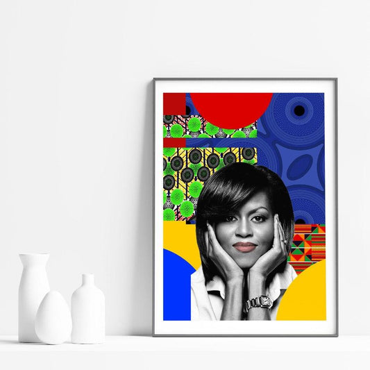 Michelle Obama pop art print — iconic First Lady bold pop art portrait wall decoration UK