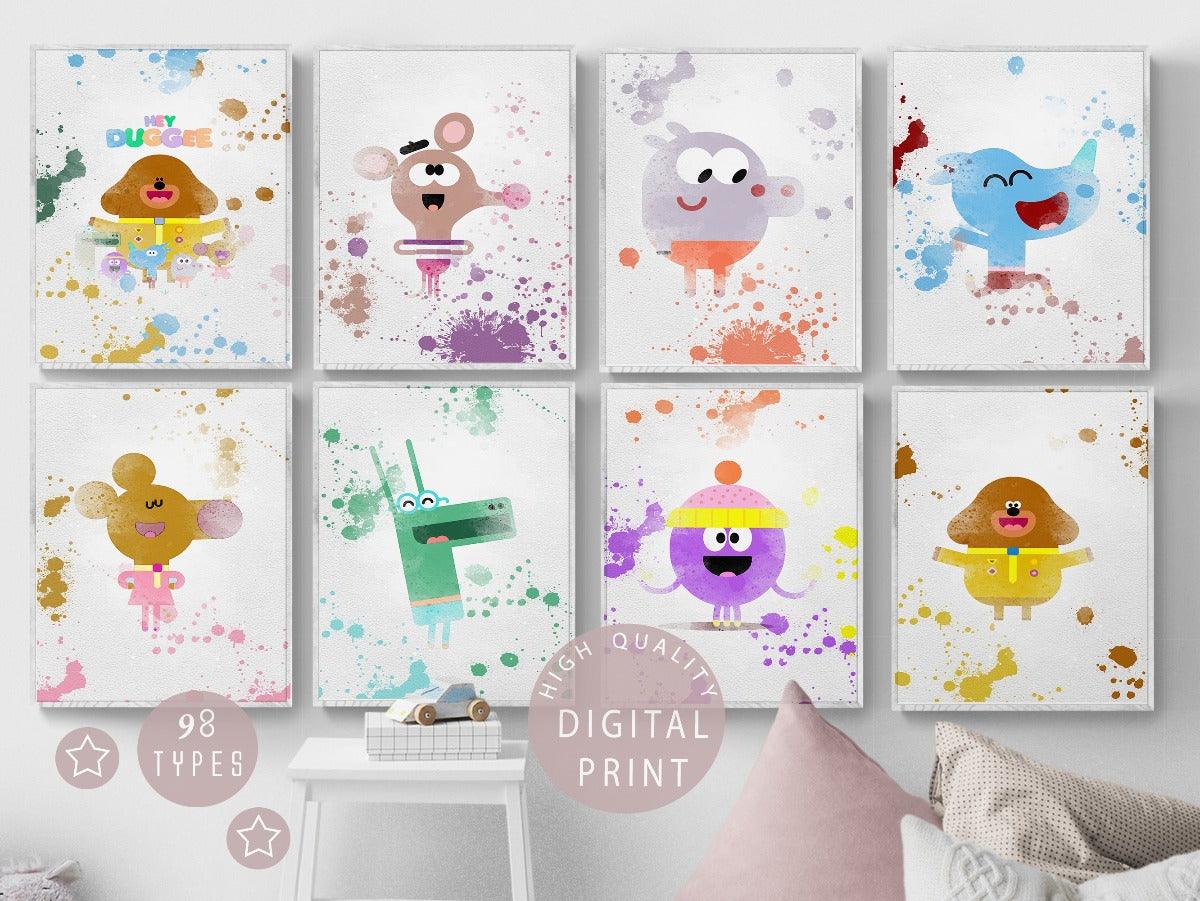 Duggee Set of 8 watercolour Printable Watercolour Print - 98types