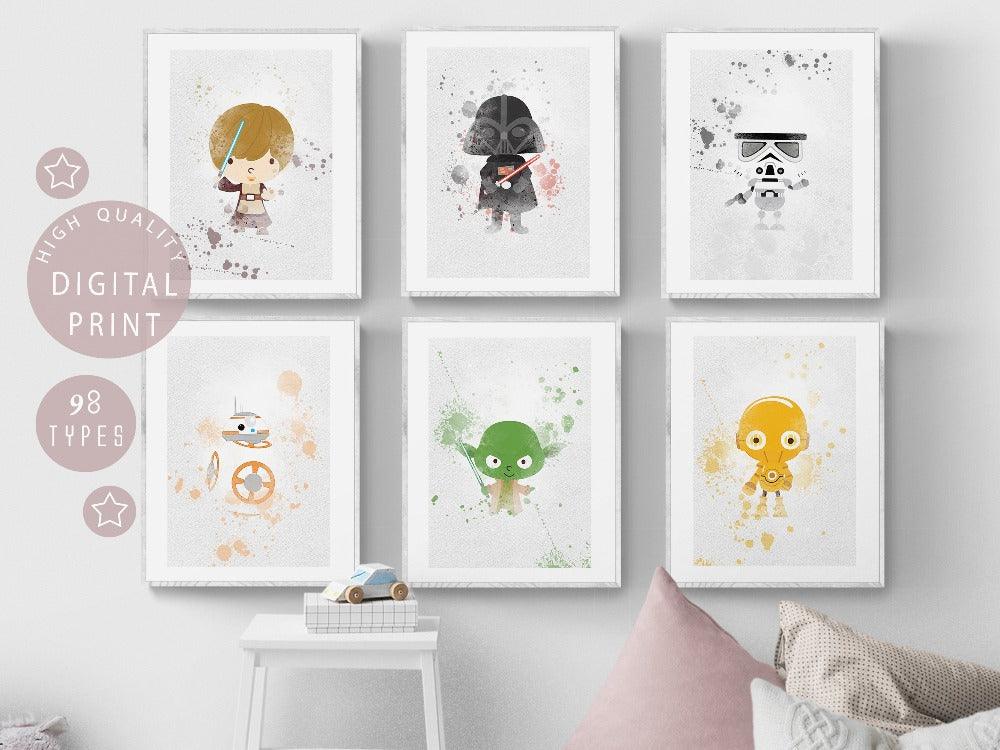 Set 6 Mini Star Wars Watercolour Printable Poster - 98typesPRINTABLES