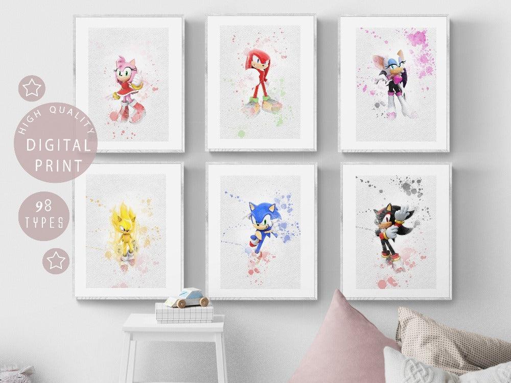 Set 6 Sonic Printable Watercolour Print - 98types