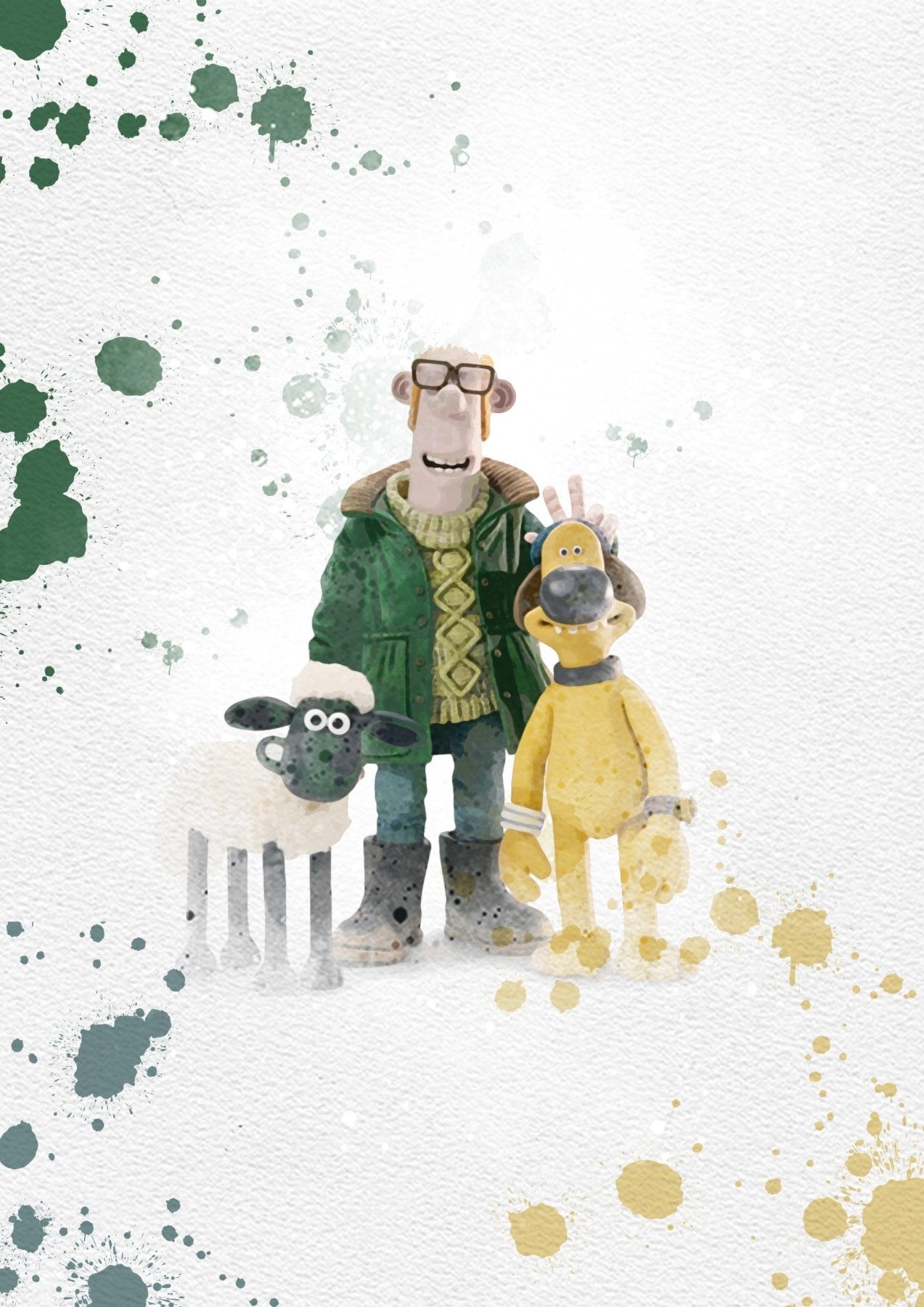 Shaun the sheep Set of 8 Printable Watercolour Print - 98types