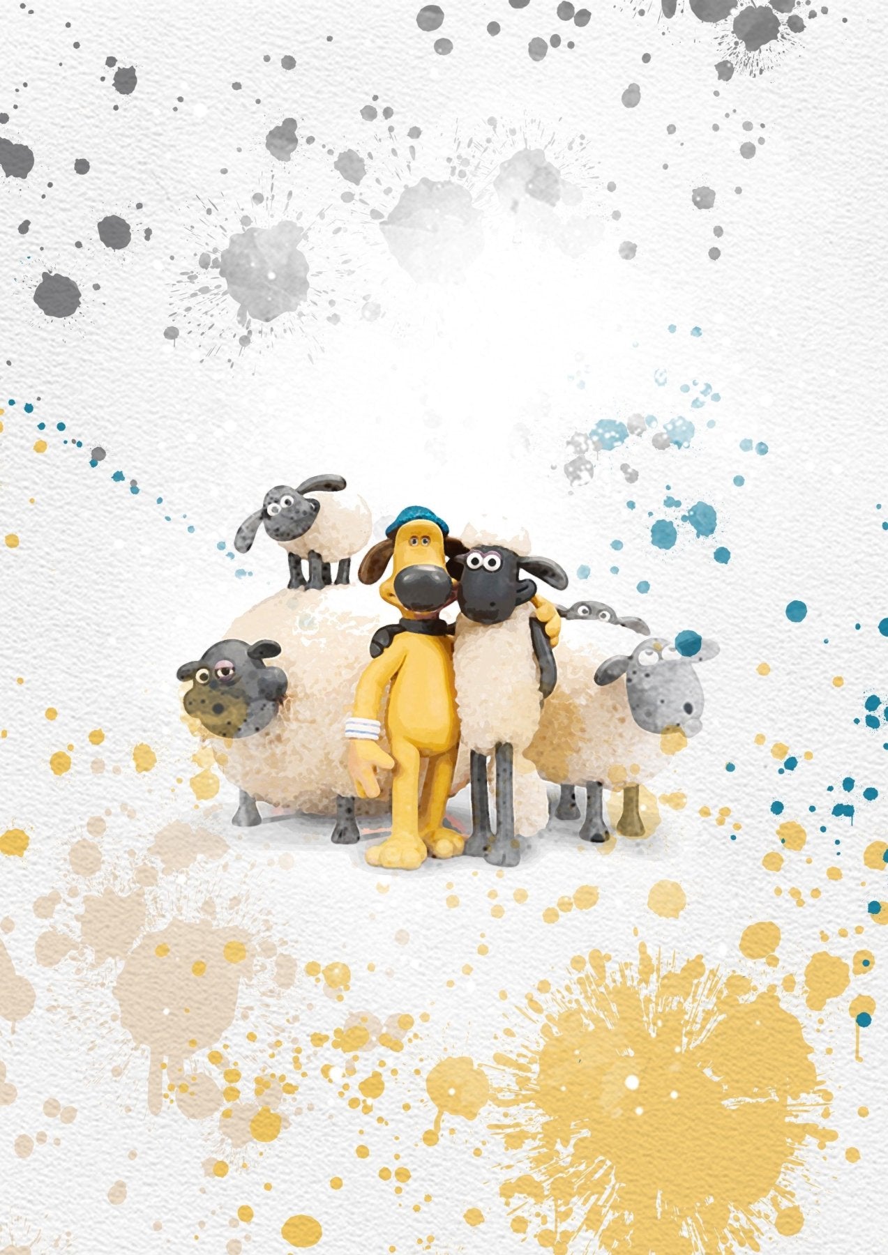Shaun the sheep Set of 8 Printable Watercolour Print - 98types