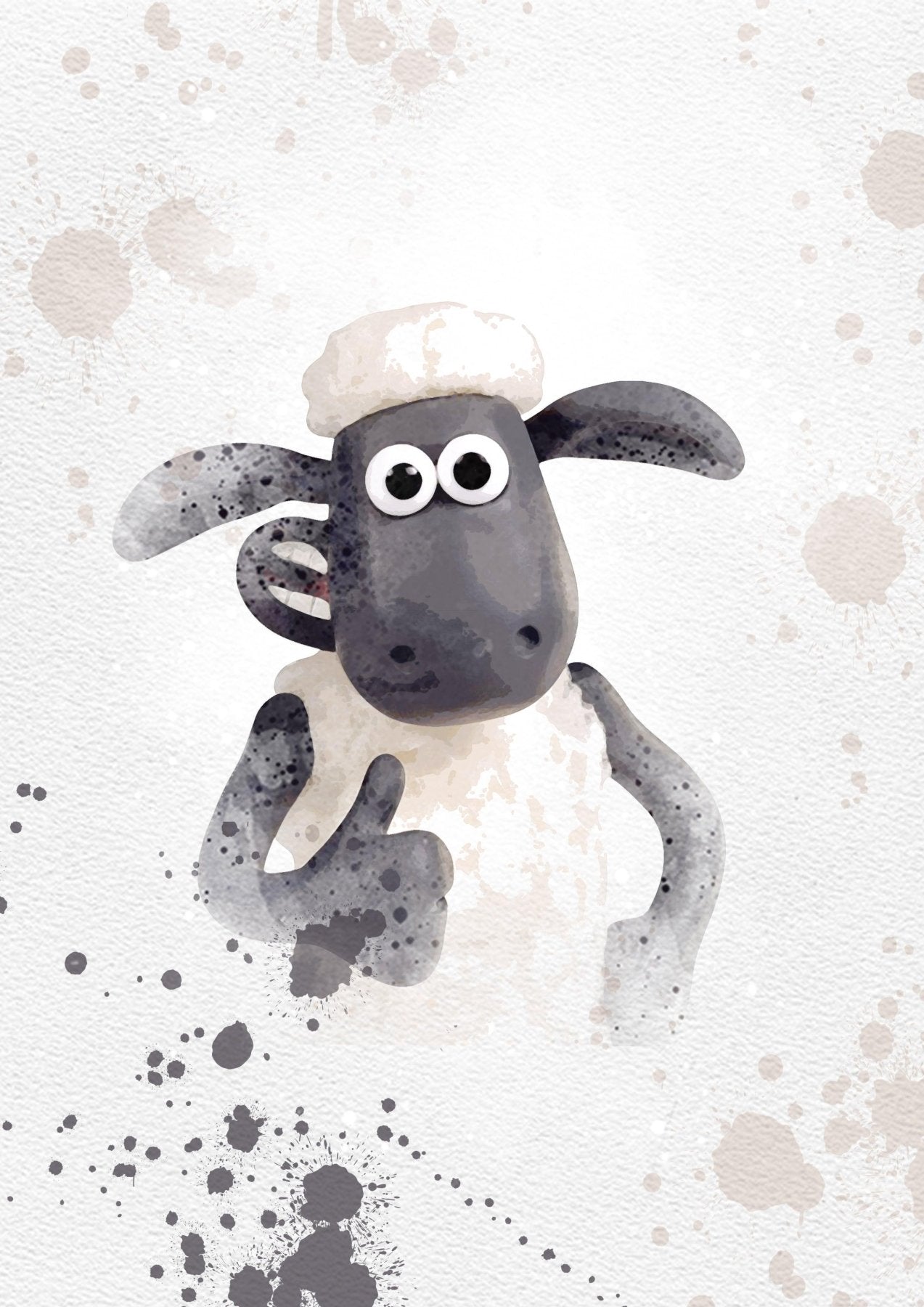 Shaun the sheep Set of 8 Printable Watercolour Print - 98types