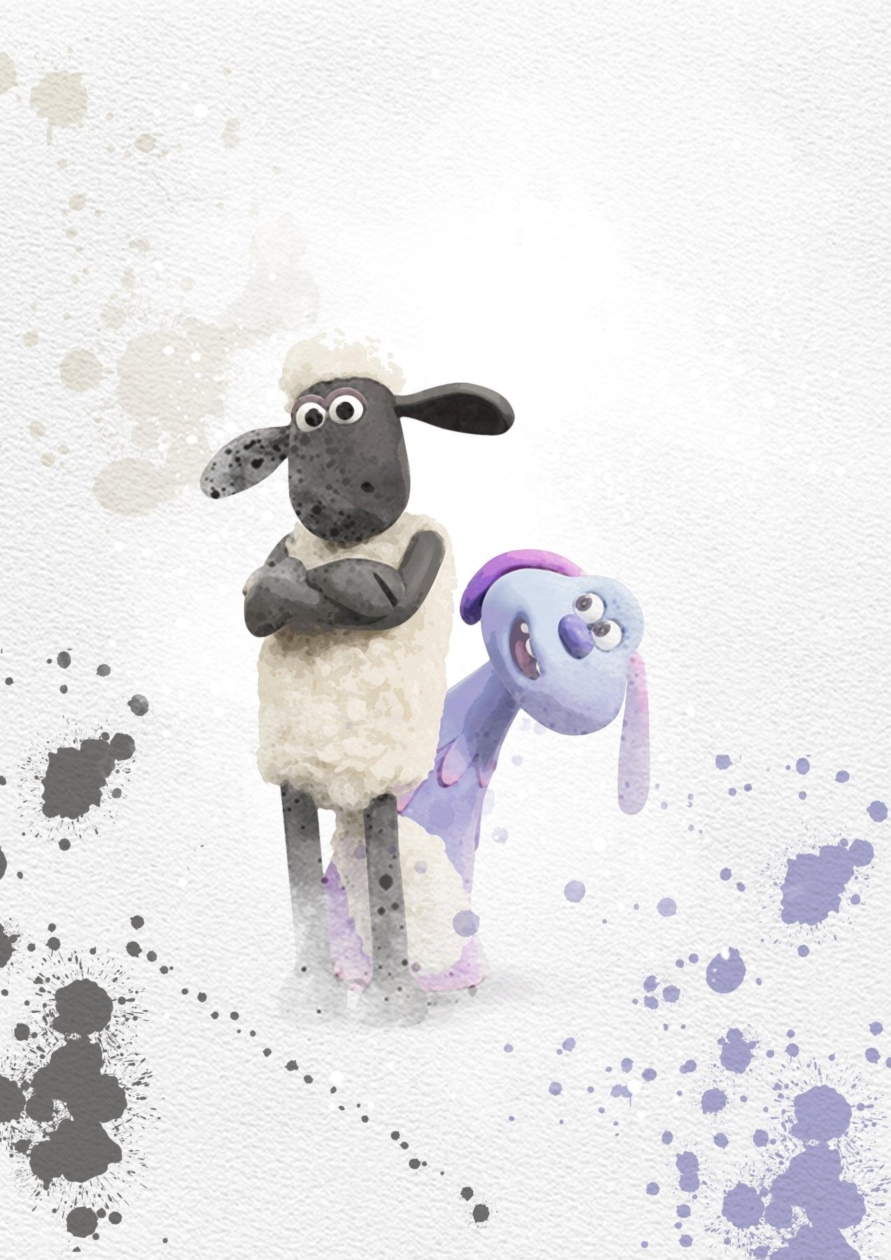 Shaun the sheep Set of 8 Printable Watercolour Print - 98types