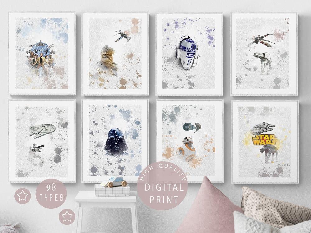 Star Wars Poster 8 Set Printable Watercolour Print - 98typesPRINTABLES