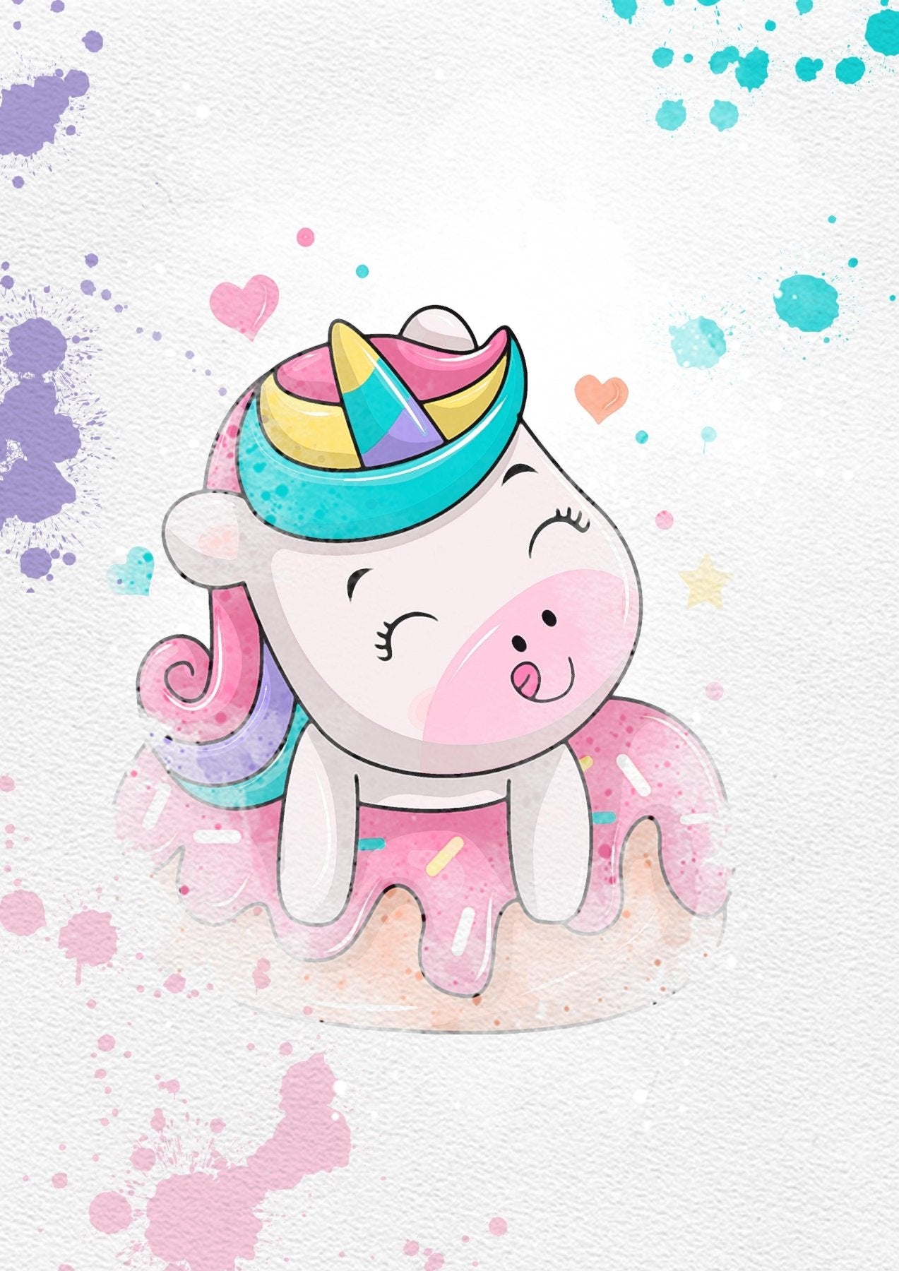 Unicorn Set of 8 watercolour Printable Watercolour Print - 98typesPRINTABLES