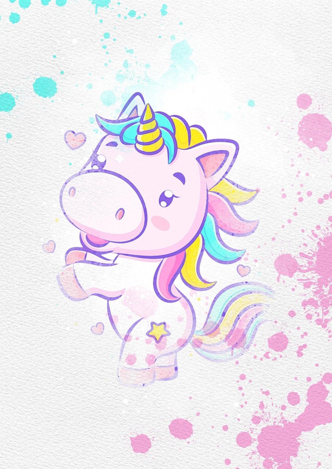 Unicorn Set of 8 watercolour Printable Watercolour Print - 98typesPRINTABLES