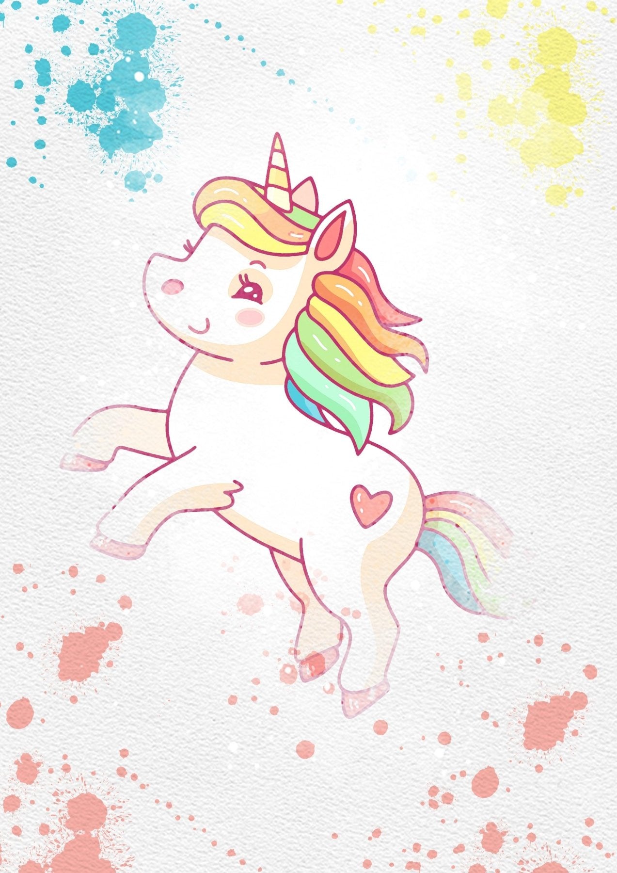 Unicorn Set of 8 watercolour Printable Watercolour Print - 98typesPRINTABLES