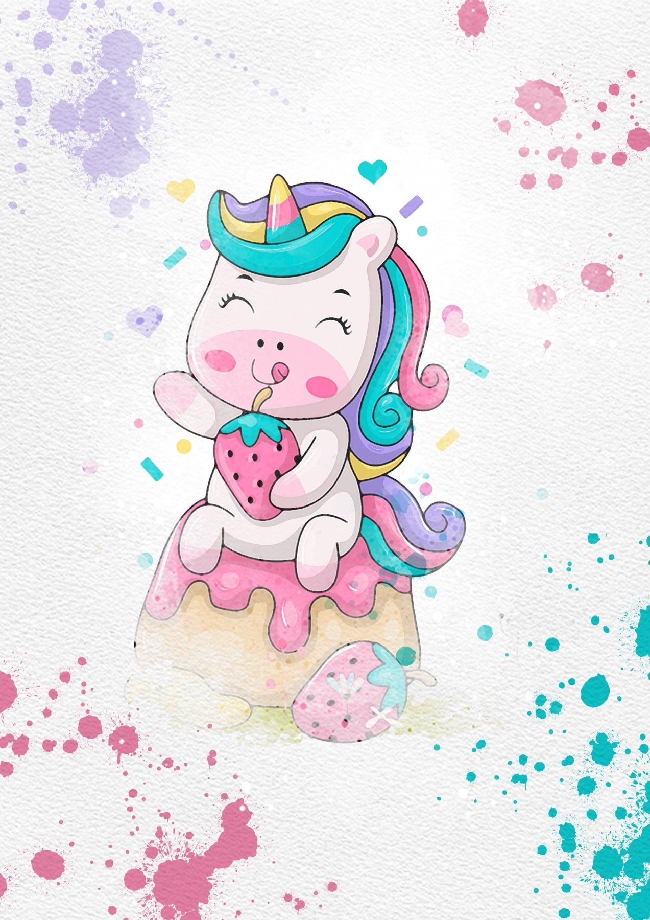 Unicorn Set of 8 watercolour Printable Watercolour Print - 98typesPRINTABLES