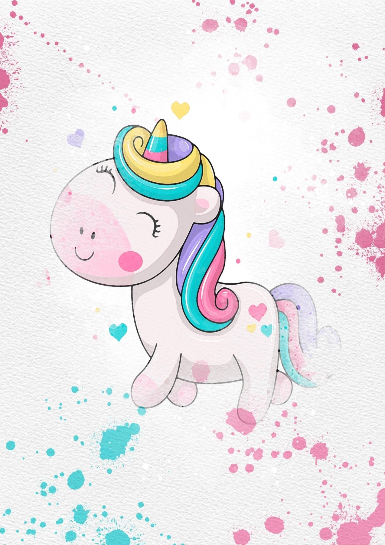 Unicorn Set of 8 watercolour Printable Watercolour Print - 98typesPRINTABLES