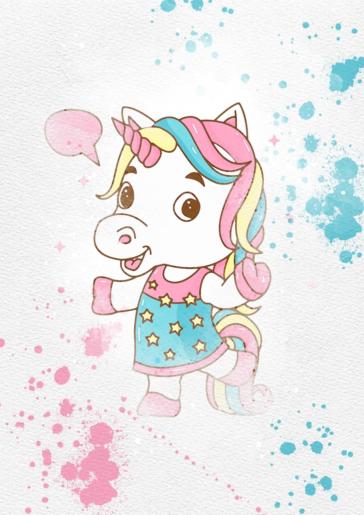 Unicorn Set of 8 watercolour Printable Watercolour Print - 98typesPRINTABLES
