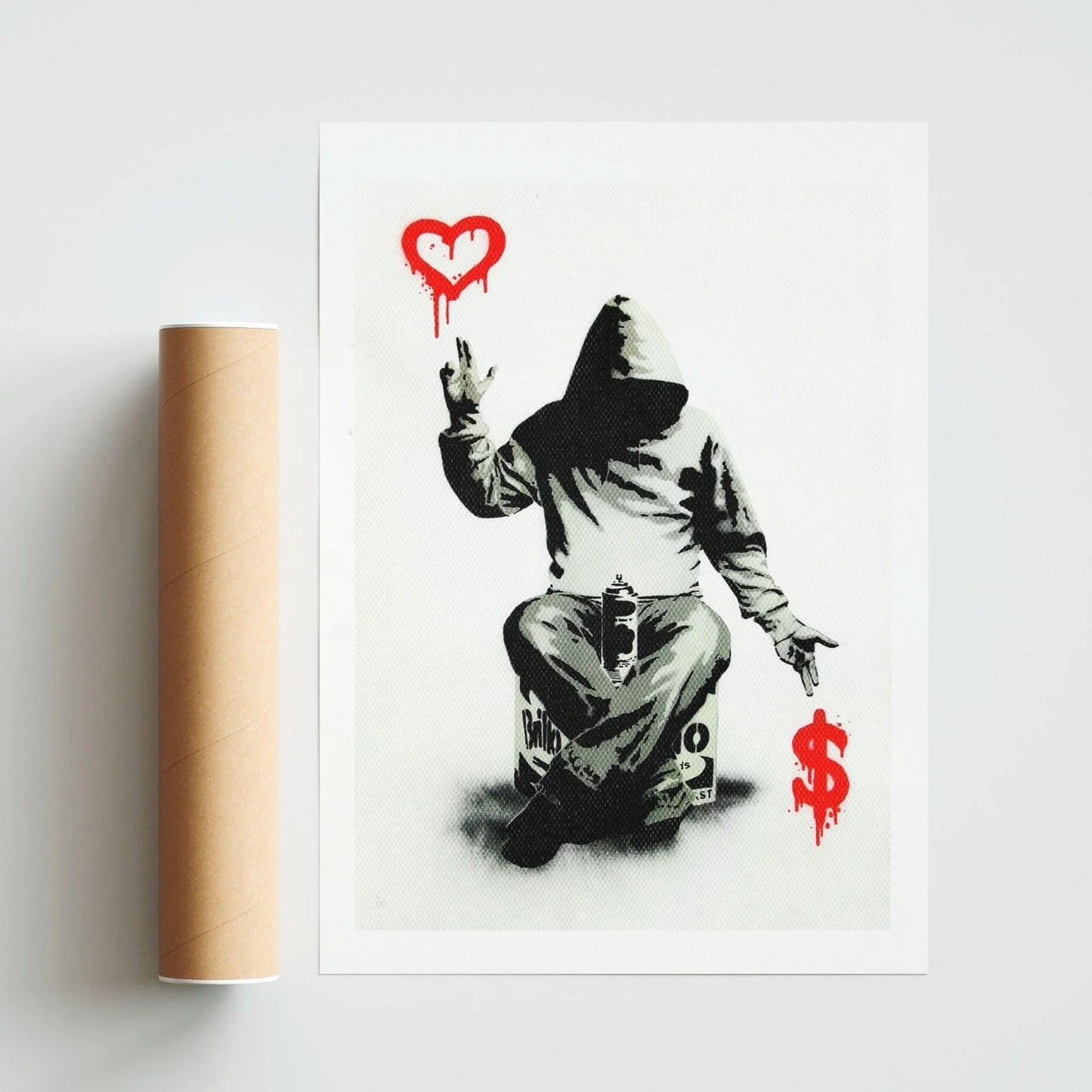 Boy Love or Money street art print — fundamental choice urban graffiti wall art print UK