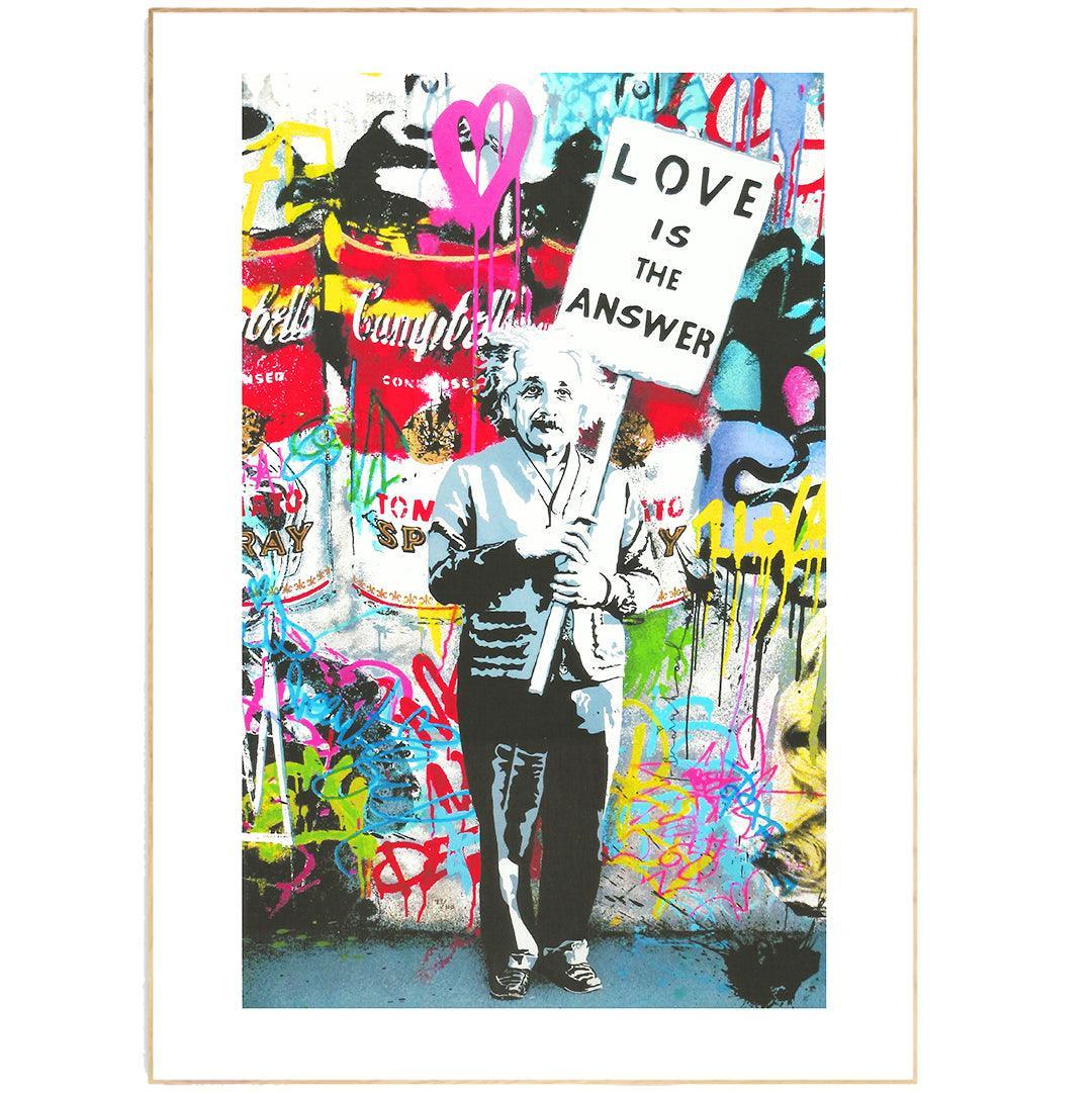 Mr Brainwash Love is the Answer street art poster — Thierry Guetta MBW love message wall art print UK