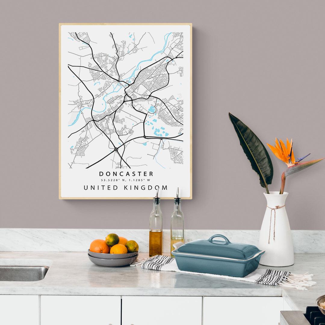 Doncaster South Yorkshire street map print — town map wall art poster UK
- 98types