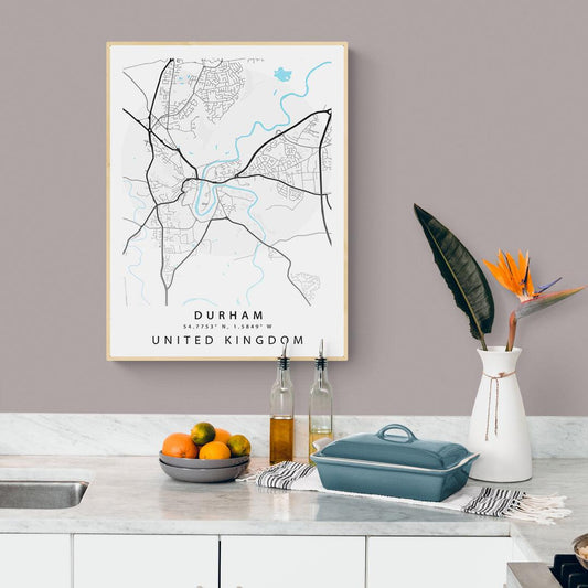 Durham County Durham street map print — UNESCO cathedral city map wall art poster UK
- 98types