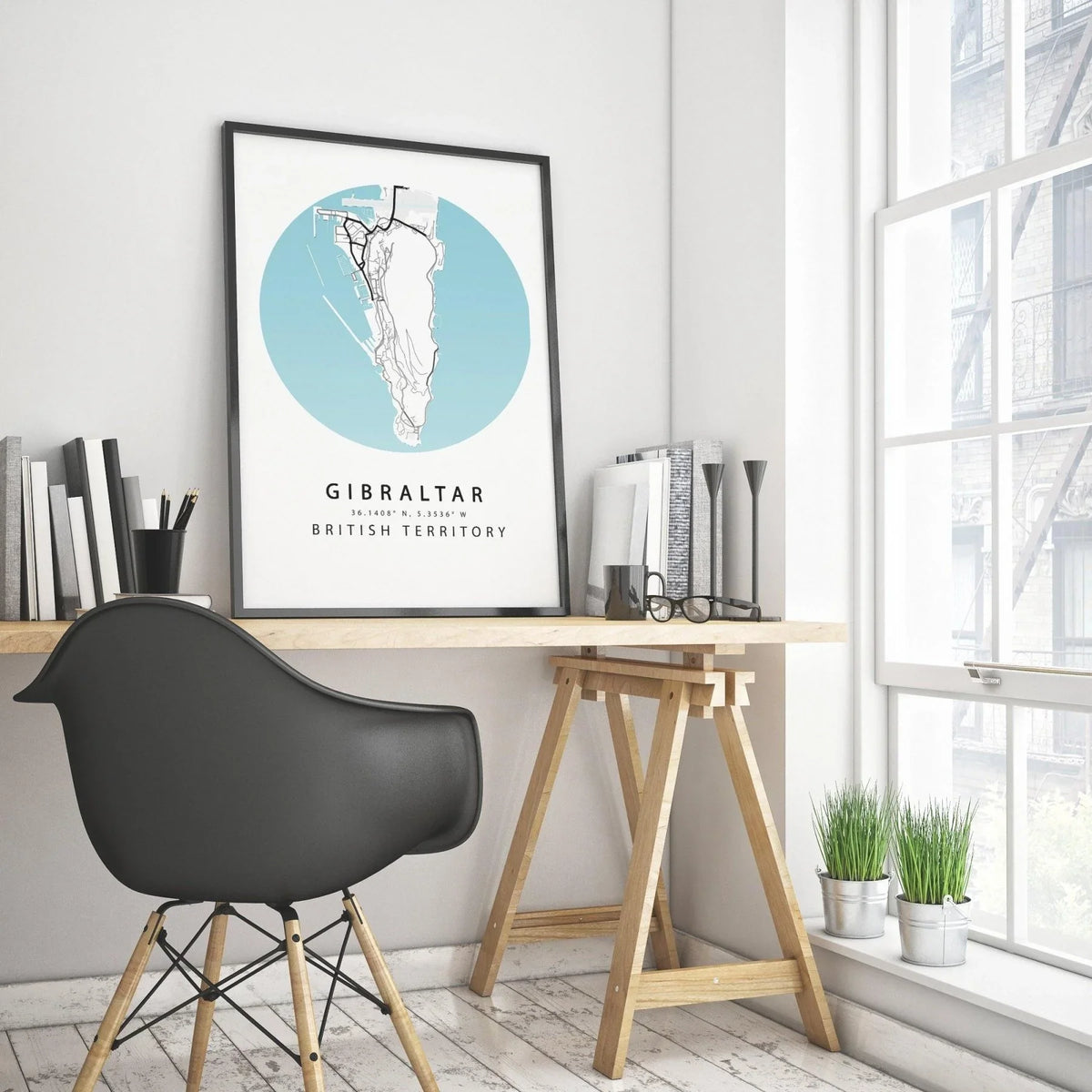 GIBRALTAR Street Road Map Poster - 98types