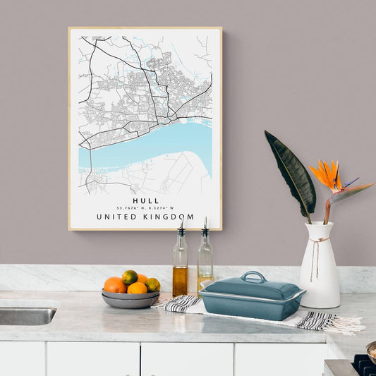 Hull East Yorkshire street map print — waterfront city map wall art poster UK
- 98types