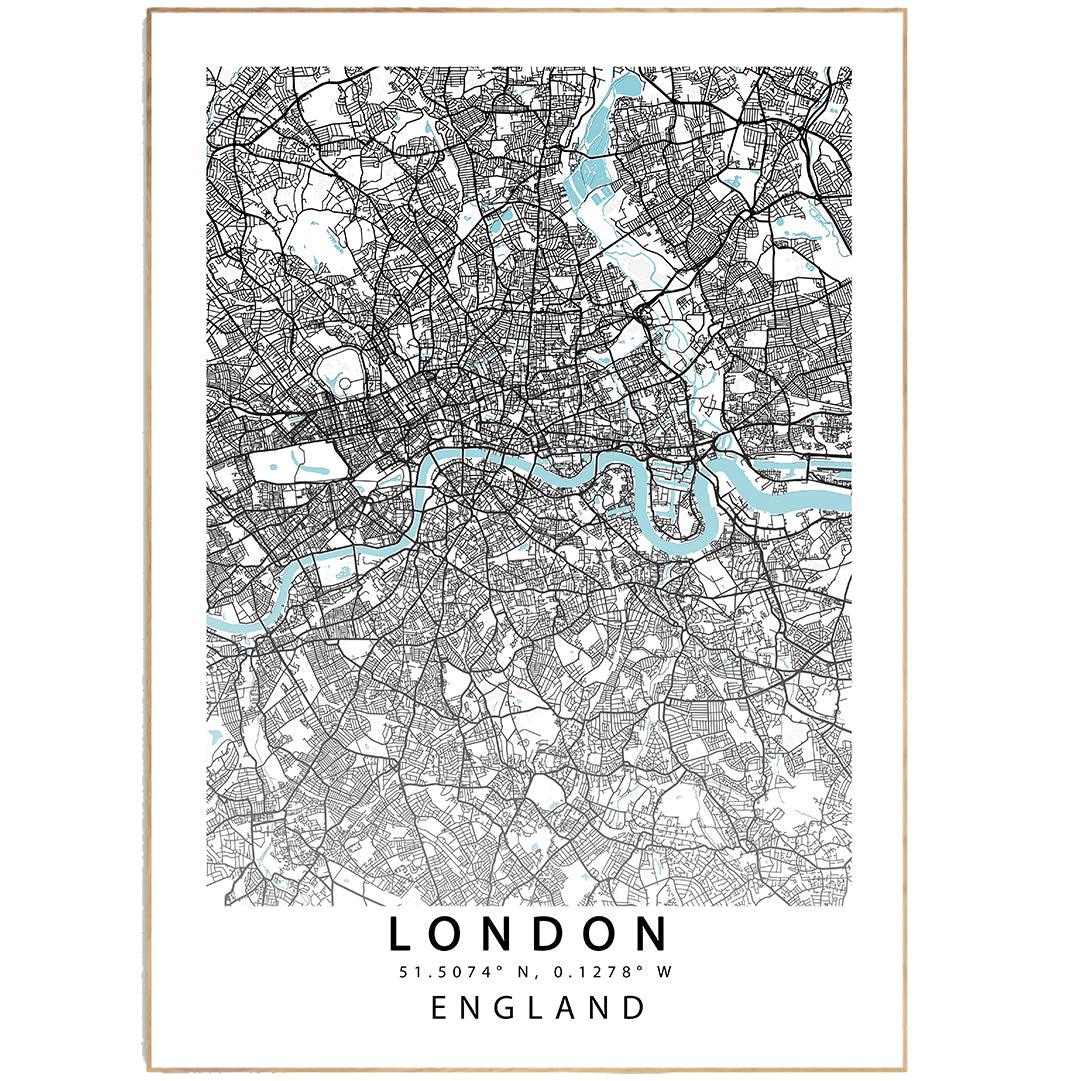 LONDON City Street Map Print - 98types