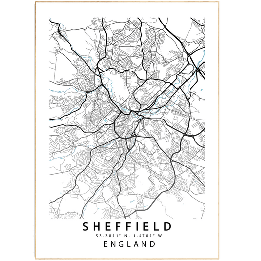 SHEFFIELD City Map Print - 98types