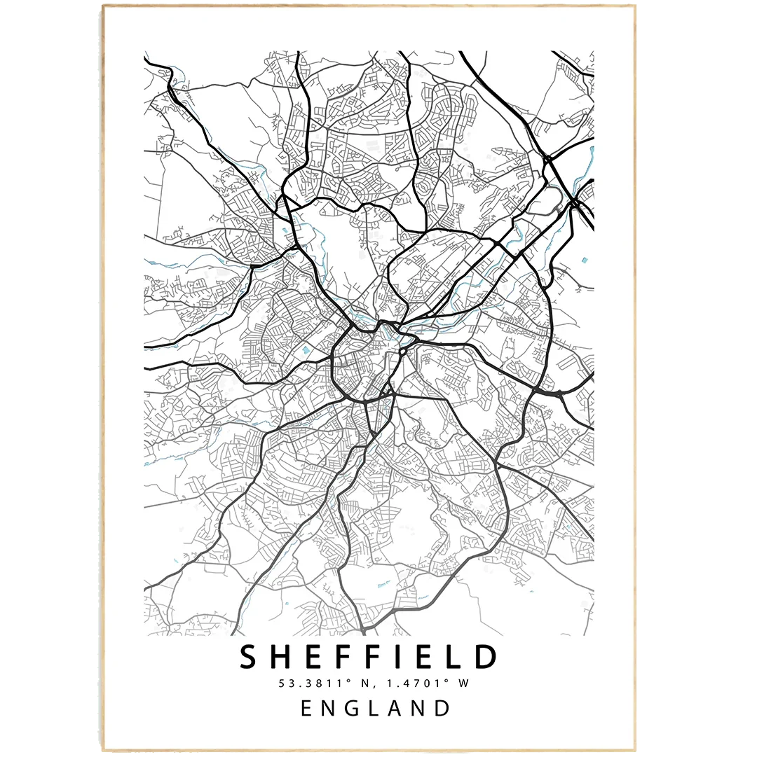 SHEFFIELD City Map Print - 98types