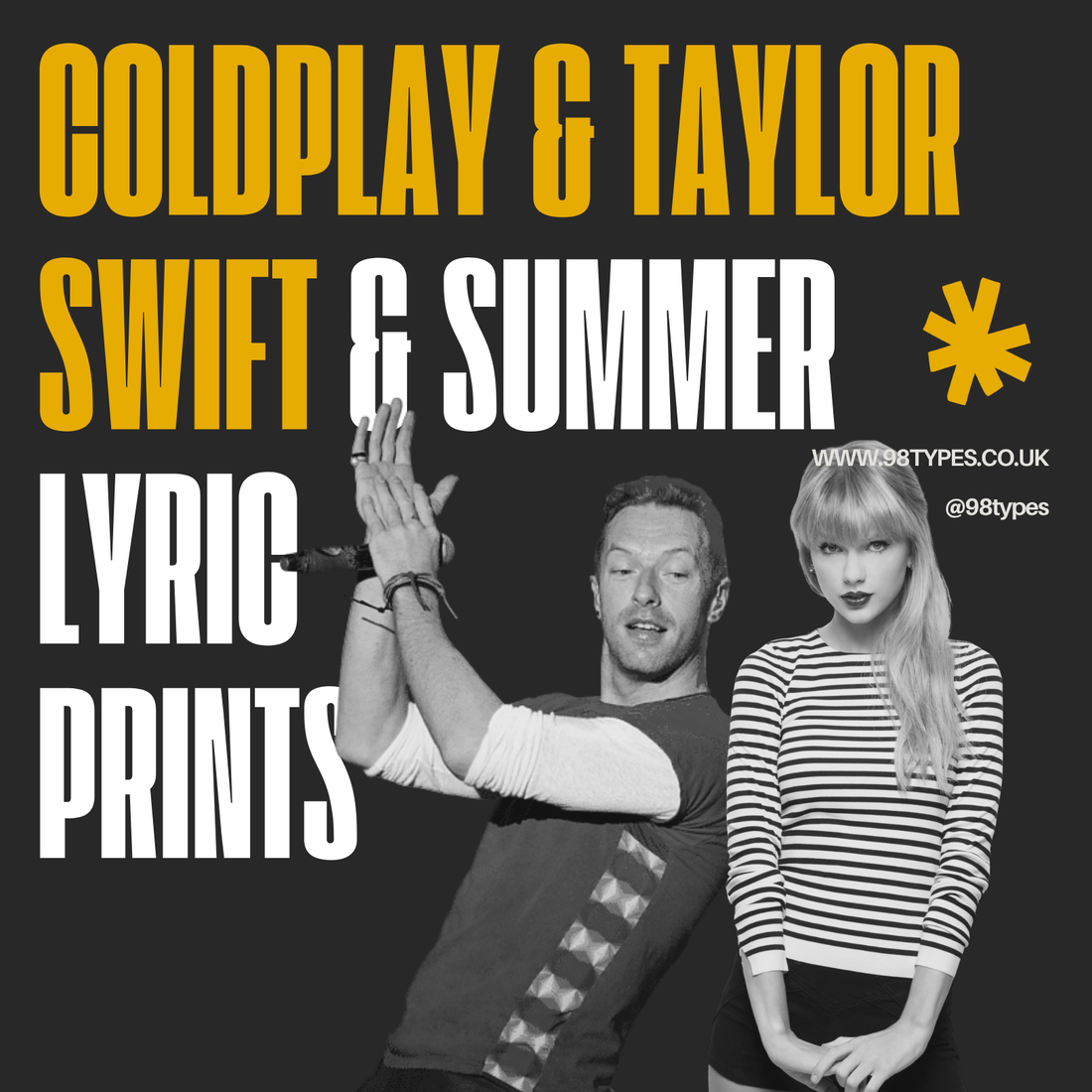 Coldplay & Taylor Swift & Summer Lyric Prints