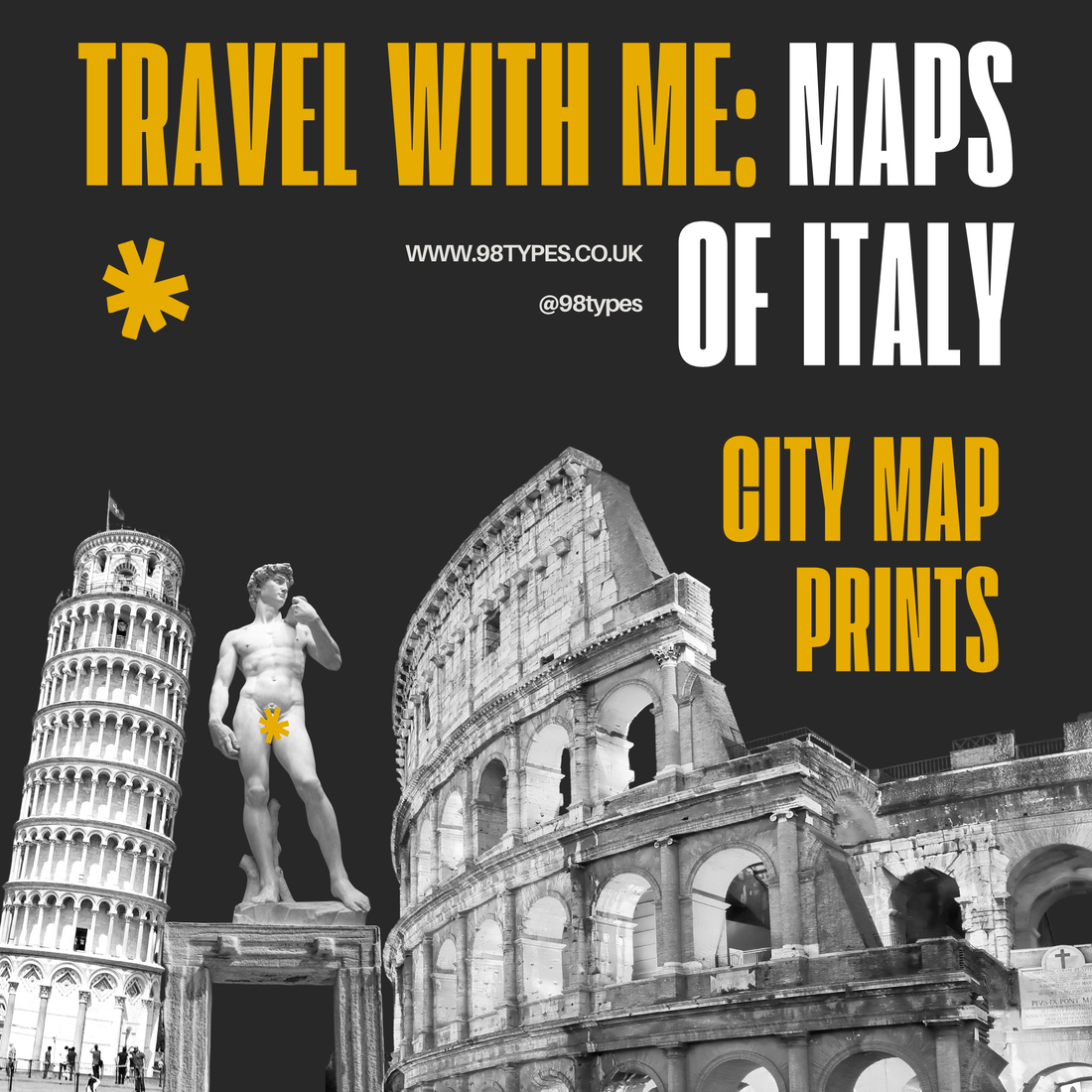 Travel with Me: Maps of Italy — City Map Prints, Posters & Wall Art