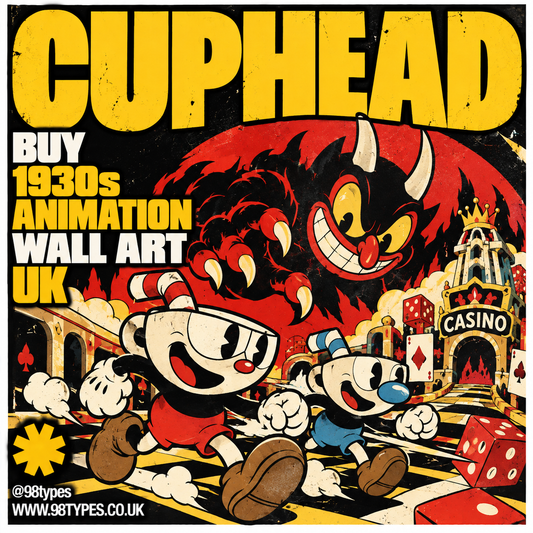 Cuphead Poster UK — 1930s Animation Wall Art