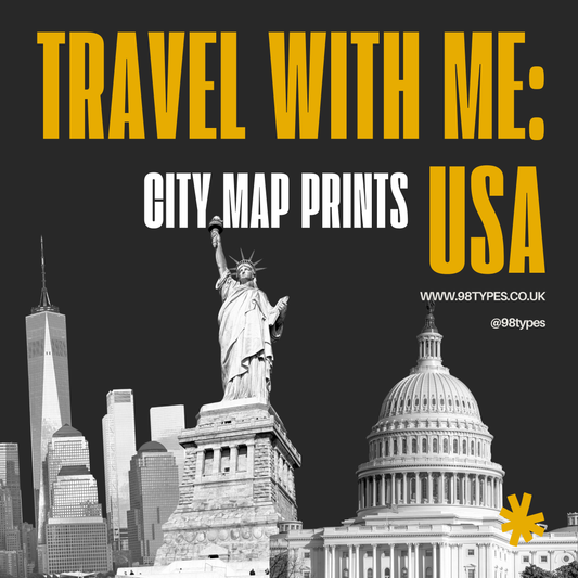 Travel with Me: USA — City Map Prints, Posters & Wall Art | 98types