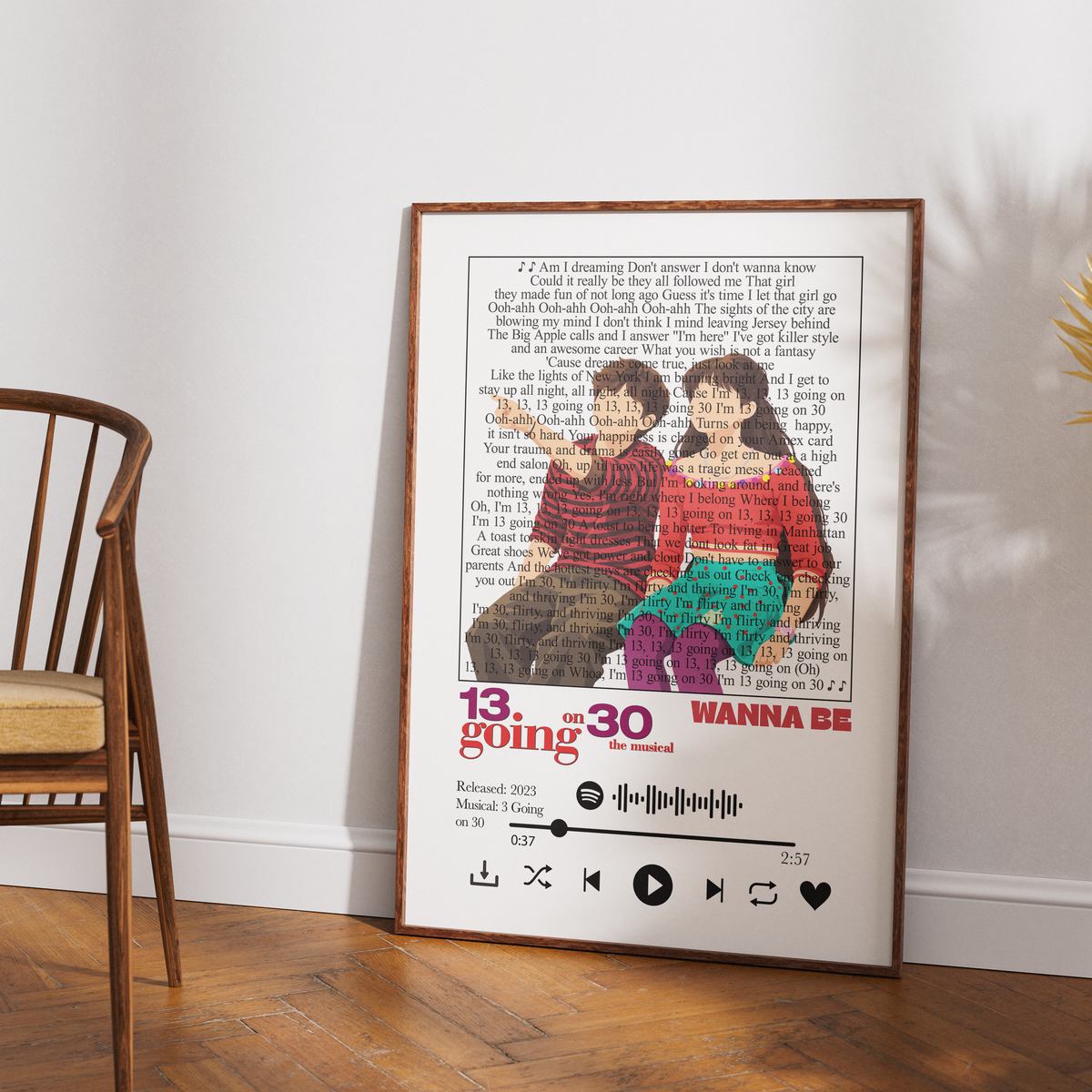 13 Going On 30 Wanna Be song lyric print wall art by 98types