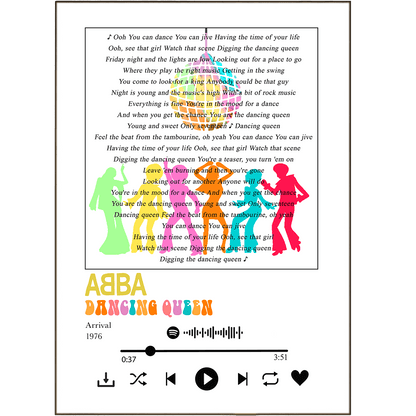 ABBA Dancing Queen song lyrics art print poster UK
