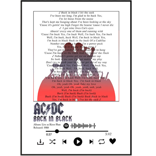 AC/DC – Back in Black Lyric Poster