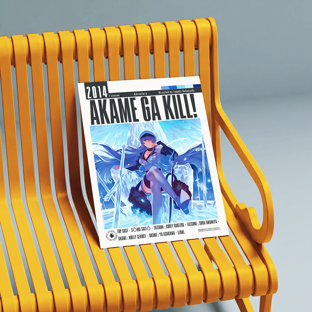 Akame Ga Kill anime poster — Night Raid Tatsumi Akame dark fantasy wall art print UK