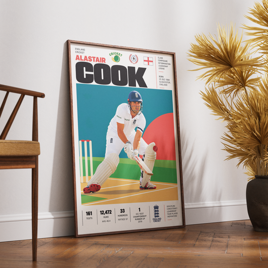 Alastair Cook cricket poster wall art print by 98types