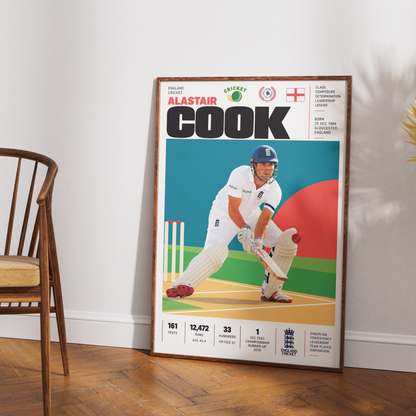 Alastair Cook cricket poster wall art print by 98types