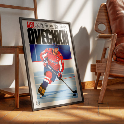 Alex Ovechkin poster, Washington Capitals NHL ice hockey wall art print in a games room - 98types