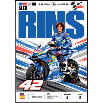 Alex Rins #42 MotoGP rider poster – motorcycle wall art by 98types